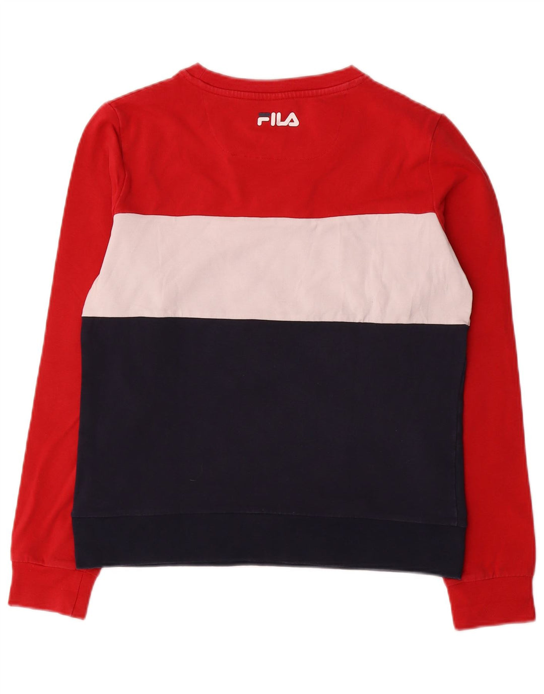 Fila moletom gráfico feminino jumper UK 10 pequeno bloco colorido vermelho