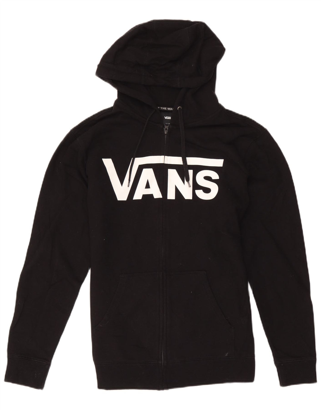Suéter Vans masculino com capuz e zíper gráfico médio preto algodão