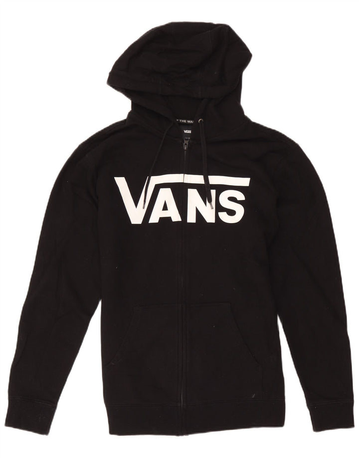 Suéter Vans masculino com capuz e zíper gráfico médio preto algodão