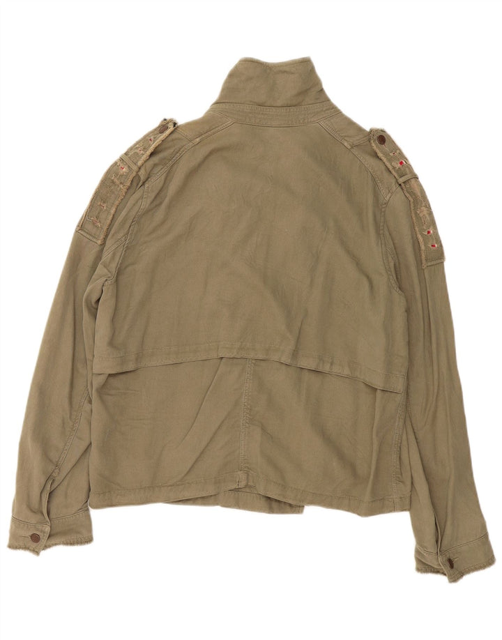 Jaqueta militar oversized feminina Zara UK 14 Lyocell cáqui médio