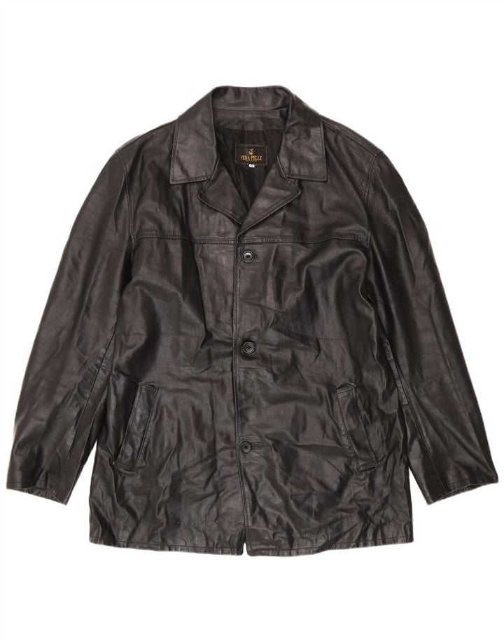 Jaqueta de couro masculina VINTAGE IT 52 XL couro preto