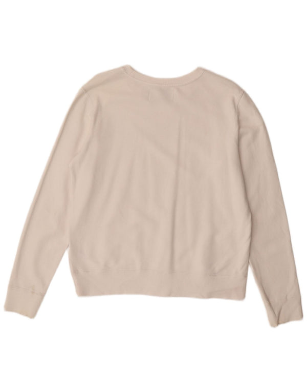 Calvin Klein Jeans feminino moletom gráfico jumper UK 14 médio branco