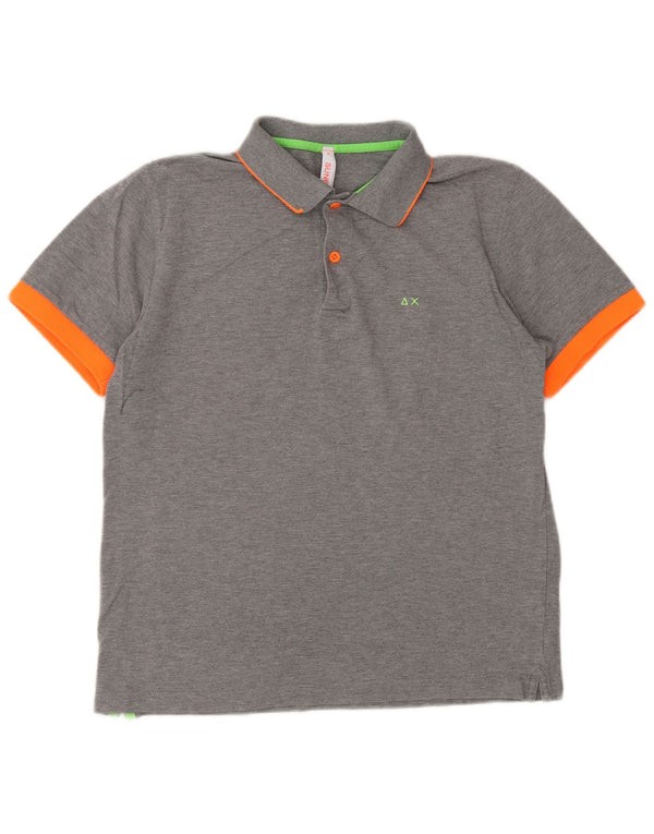 Camisa polo masculina SUN68 algodão cinza médio