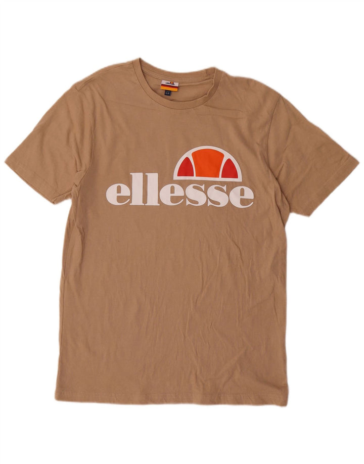 Ellesse Camiseta masculina gráfica Top médio algodão bege