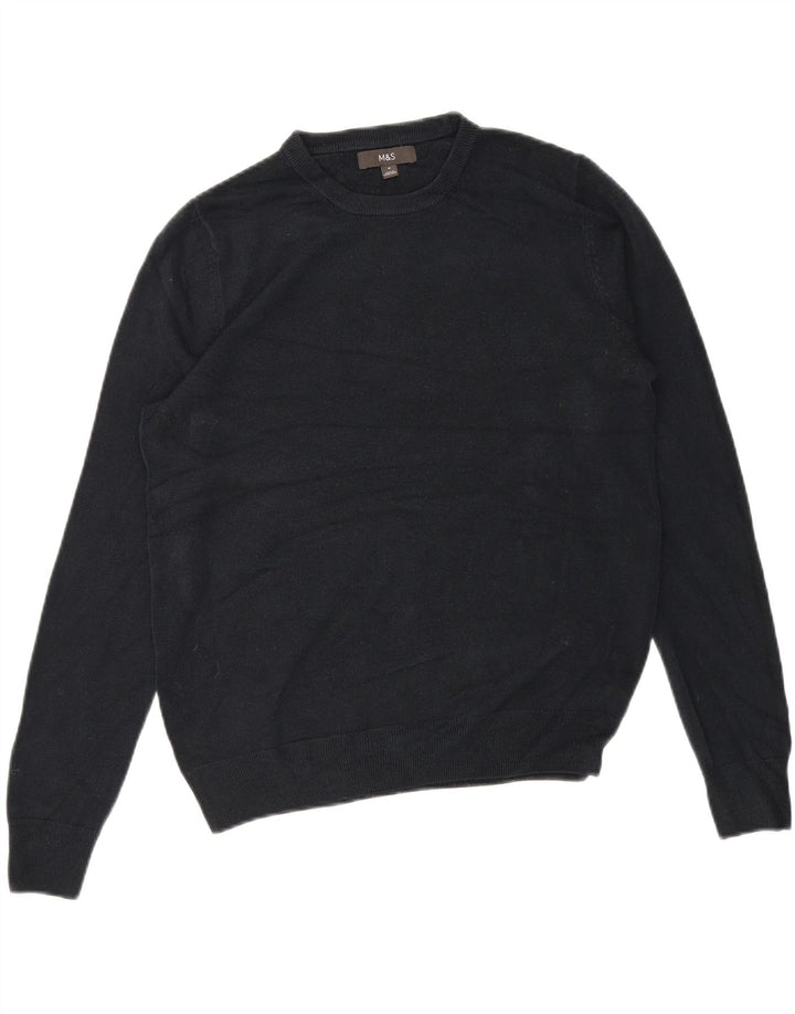 Suéter masculino MARKS & SPENCER com gola redonda e acrílico azul marinho médio