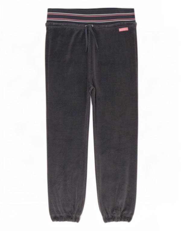 Calça esportiva feminina de veludo Champion Joggers UK 14 cinza médio listrado