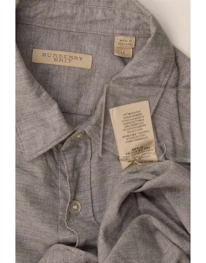 Camisa masculina BRIT BURBERRY algodão cinza médio
