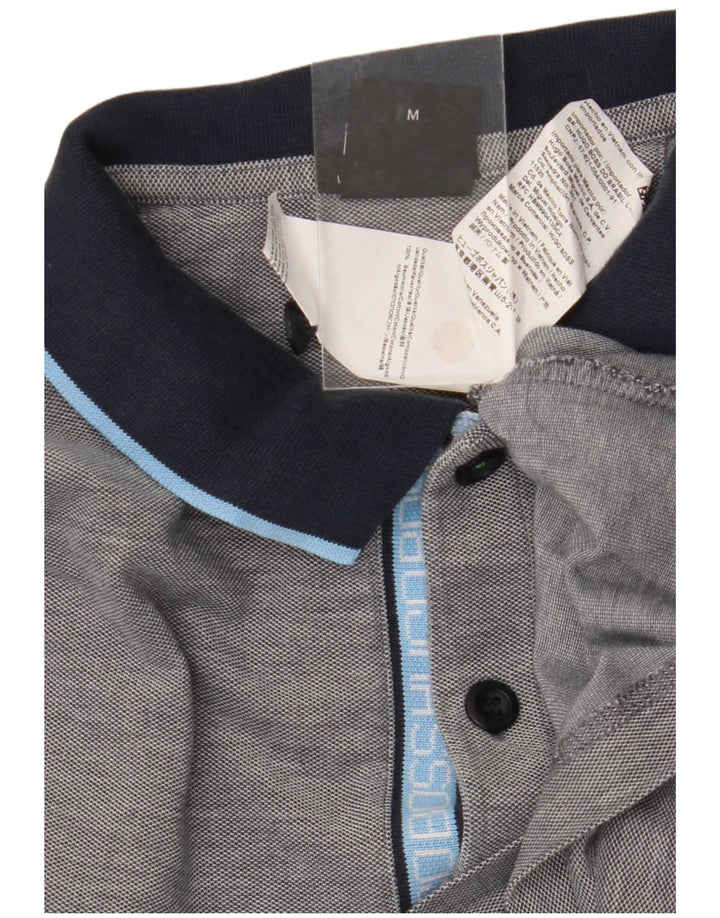 Camisa polo masculina Hugo Boss cinza médio algodão colorblock