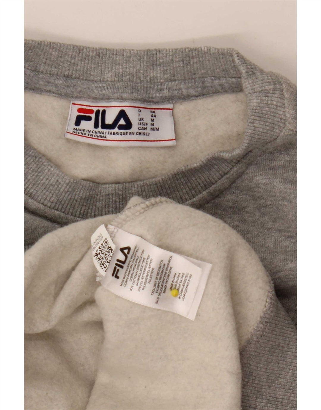 Fila moletom feminino jumper UK 14 algodão manchado cinza médio