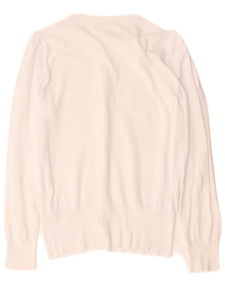 Suéter cardigã feminino Marks & Spencer UK 12 viscose branca média
