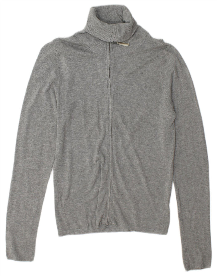 Suéter cardigã feminino Zara Reino Unido 12 rayon cinza médio