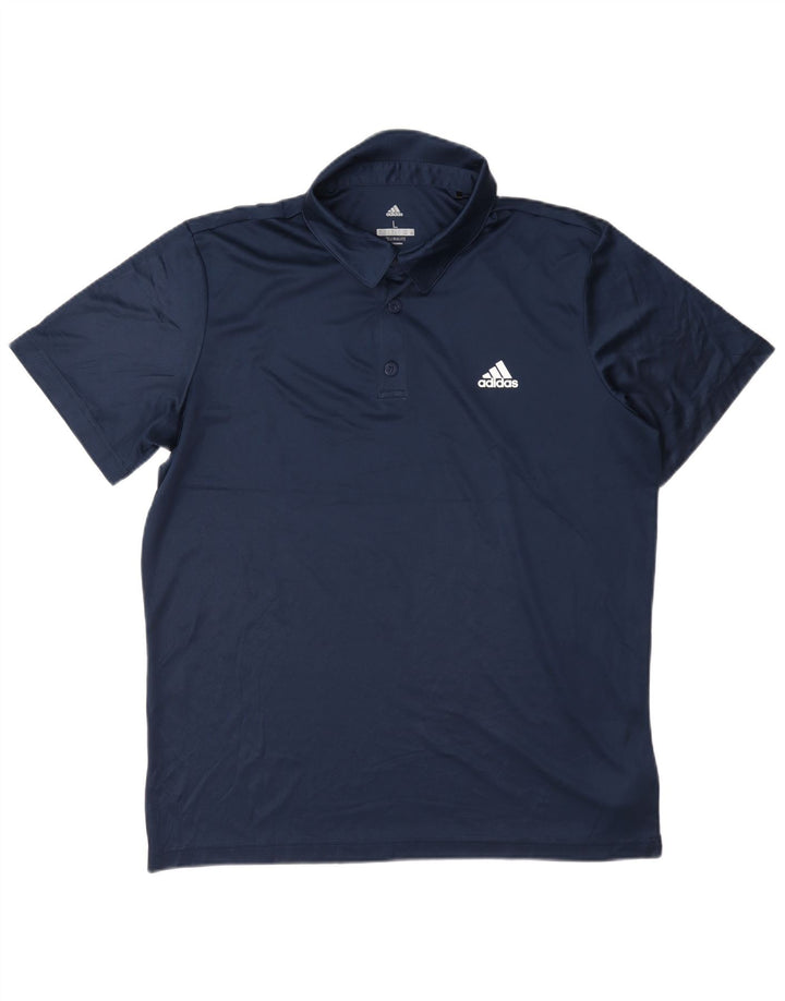 Camisa polo masculina Adidas Climalite grande poliéster azul marinho