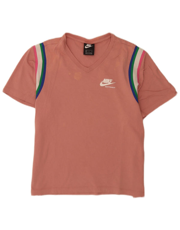 Camiseta feminina Nike UK 18 XL rosa listrada de algodão