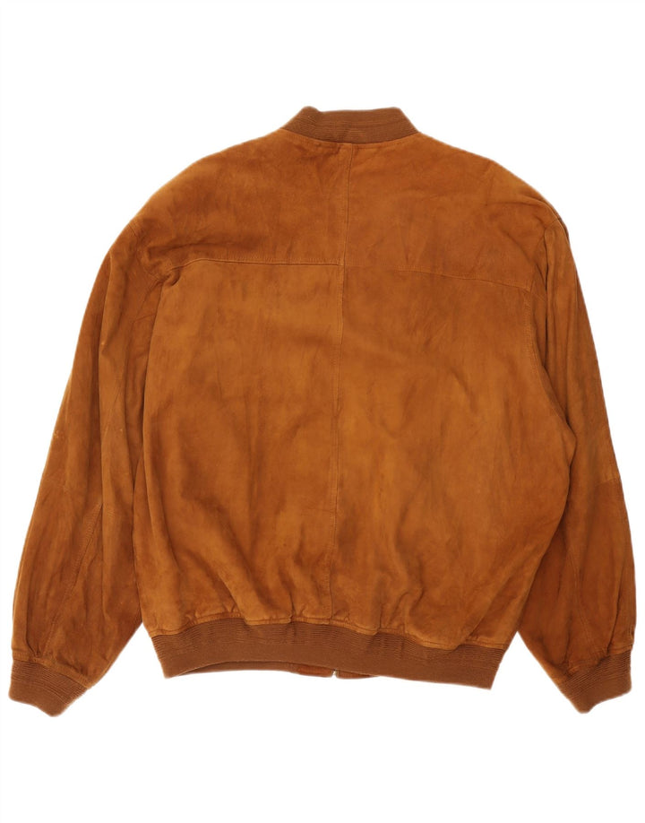 Jaqueta bomber masculina de camurça Gatsby UK 38 couro bege médio