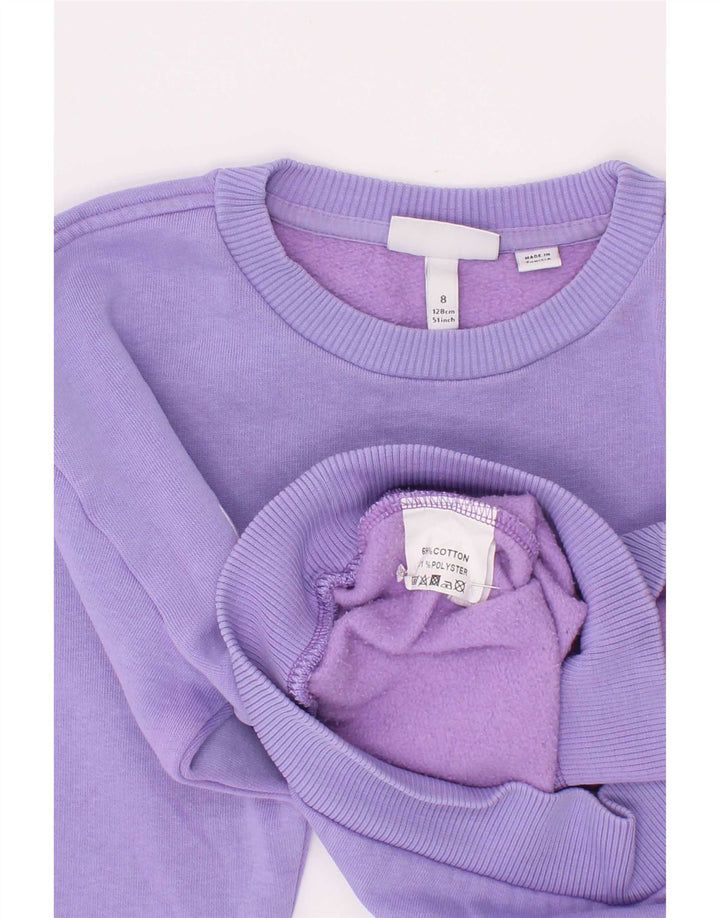 Suéter gráfico Lacoste Boys 7-8 anos algodão roxo