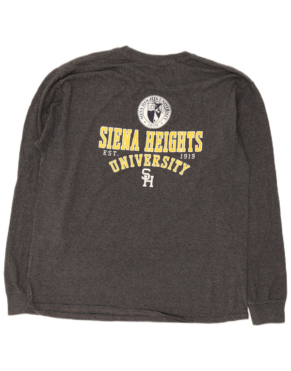 Campeão masculino Siena Heights University gráfico top manga comprida grande cinza