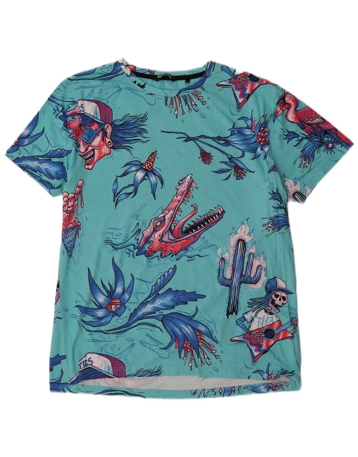 Camiseta masculina Cropp Regular Fit gráfica top 2XL turquesa