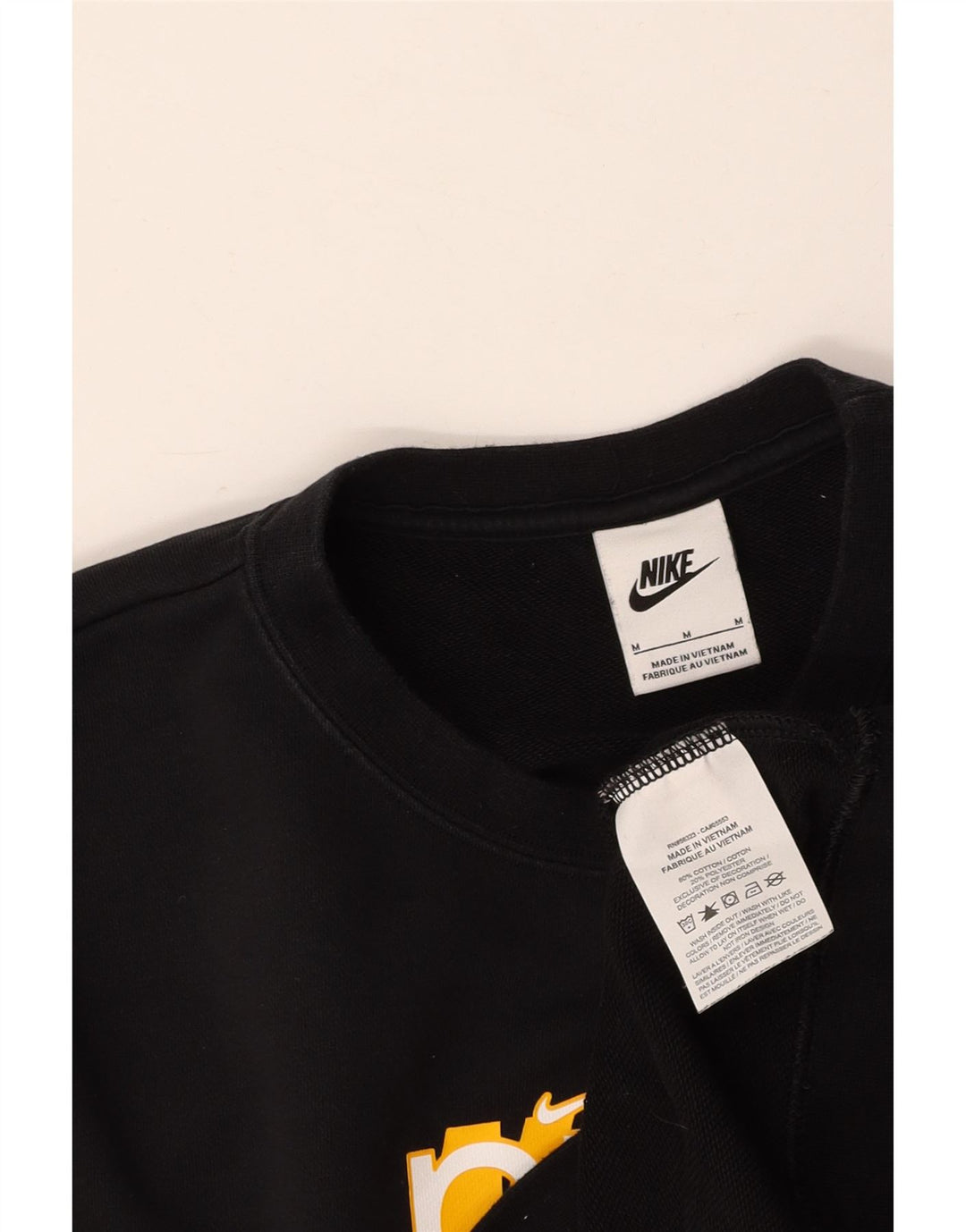 NIKE feminino gráfico moletom jumper UK 14 médio preto algodão