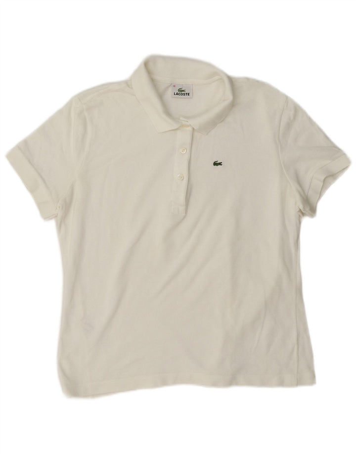Camisa polo feminina Lacoste tamanho 46 XL algodão branco