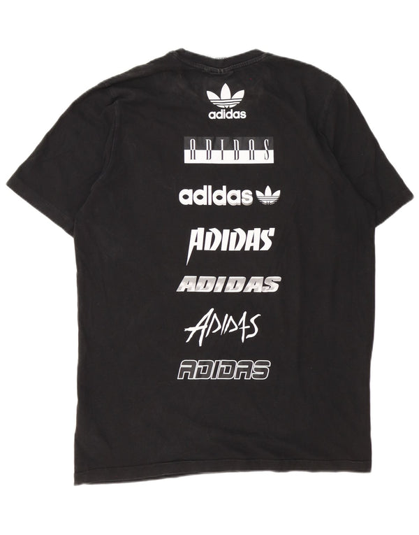 Adidas Mens Graphic T-Shirt Top Grande Algodão Preto