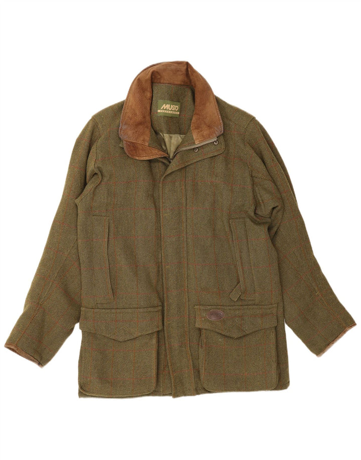 Jaqueta utilitária masculina Musto Performance UK 38 médio cáqui xadrez nova lã