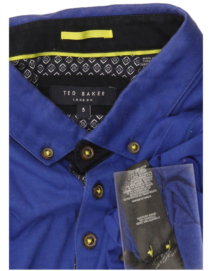 Camisa polo masculina TED BAKER tamanho 5 XL algodão azul