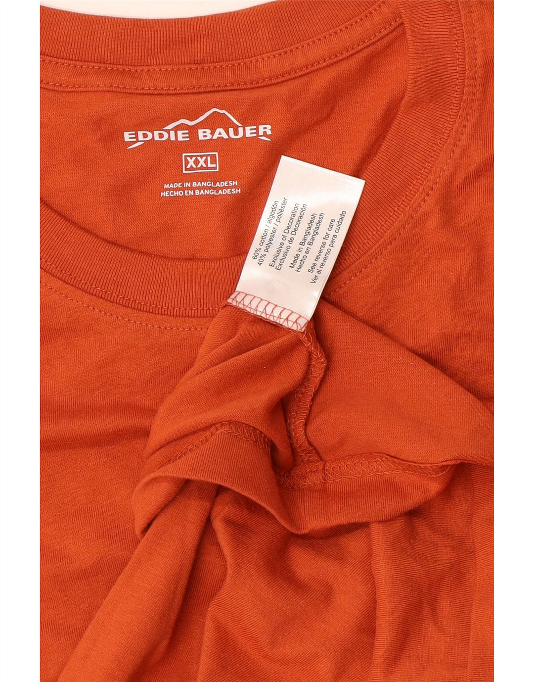 EDDIE BAUER Camiseta masculina Top 2XL Algodão Laranja