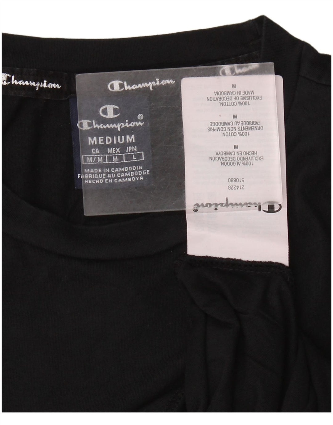 Camiseta gráfica masculina Champion de algodão preto médio