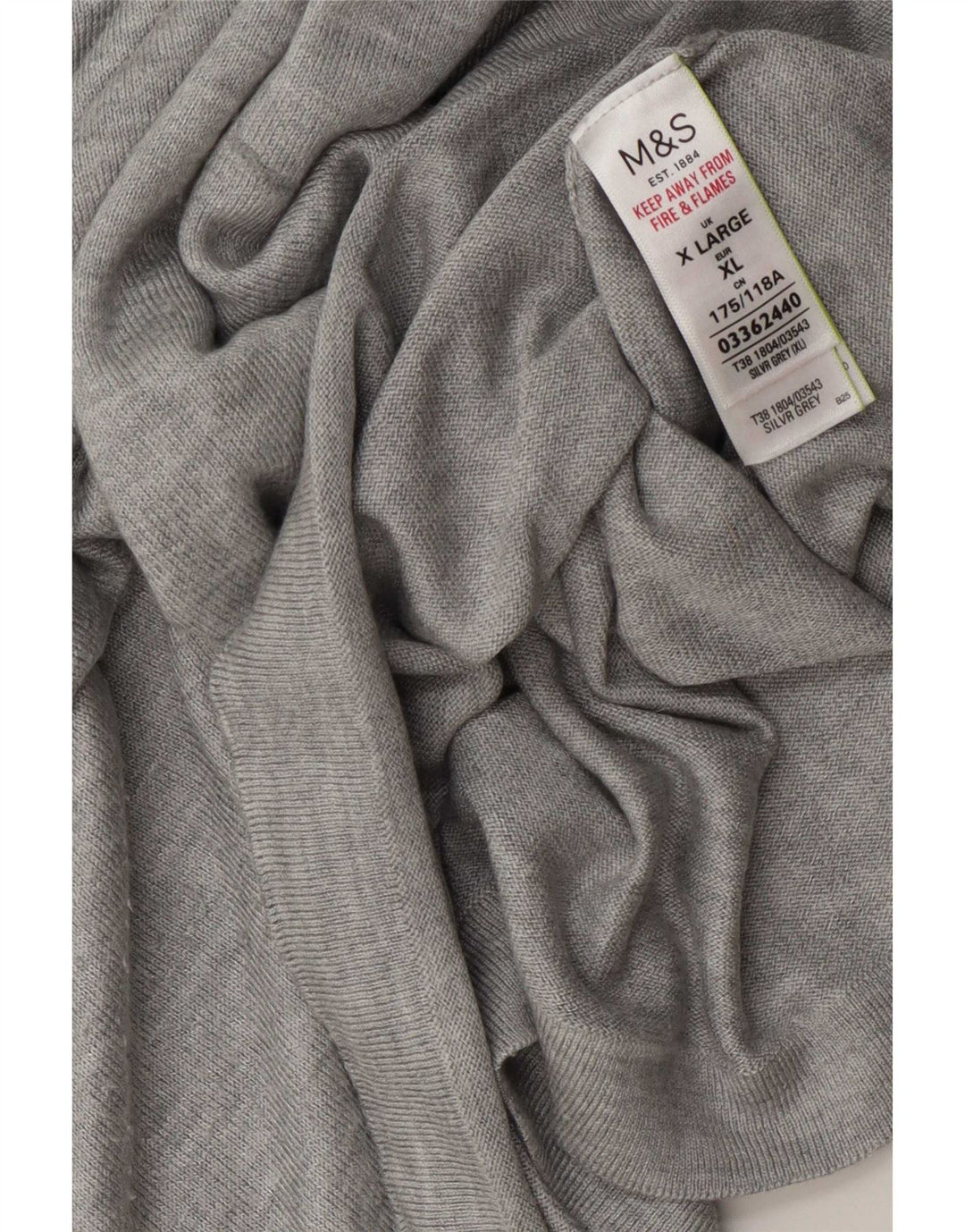 Suéter feminino Marks & Spencer grande com decote em V Reino Unido 18 XL cinza