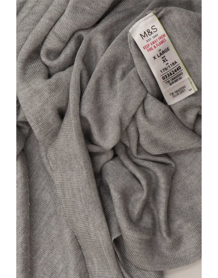 Suéter feminino Marks & Spencer grande com decote em V Reino Unido 18 XL cinza