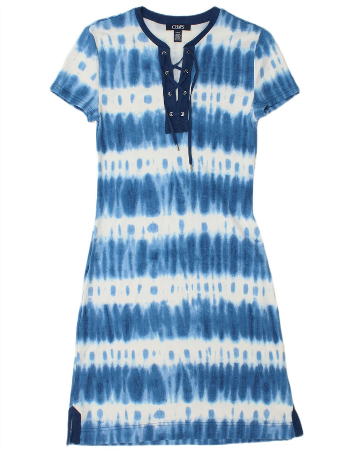 Vestido camiseta feminino Chaps Reino Unido 8 pequeno azul tie-dye algodão