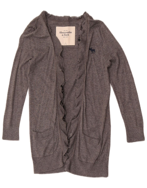 Suéter cardigã feminino Abercrombie & Fitch Longline Reino Unido 8 pequeno cinza