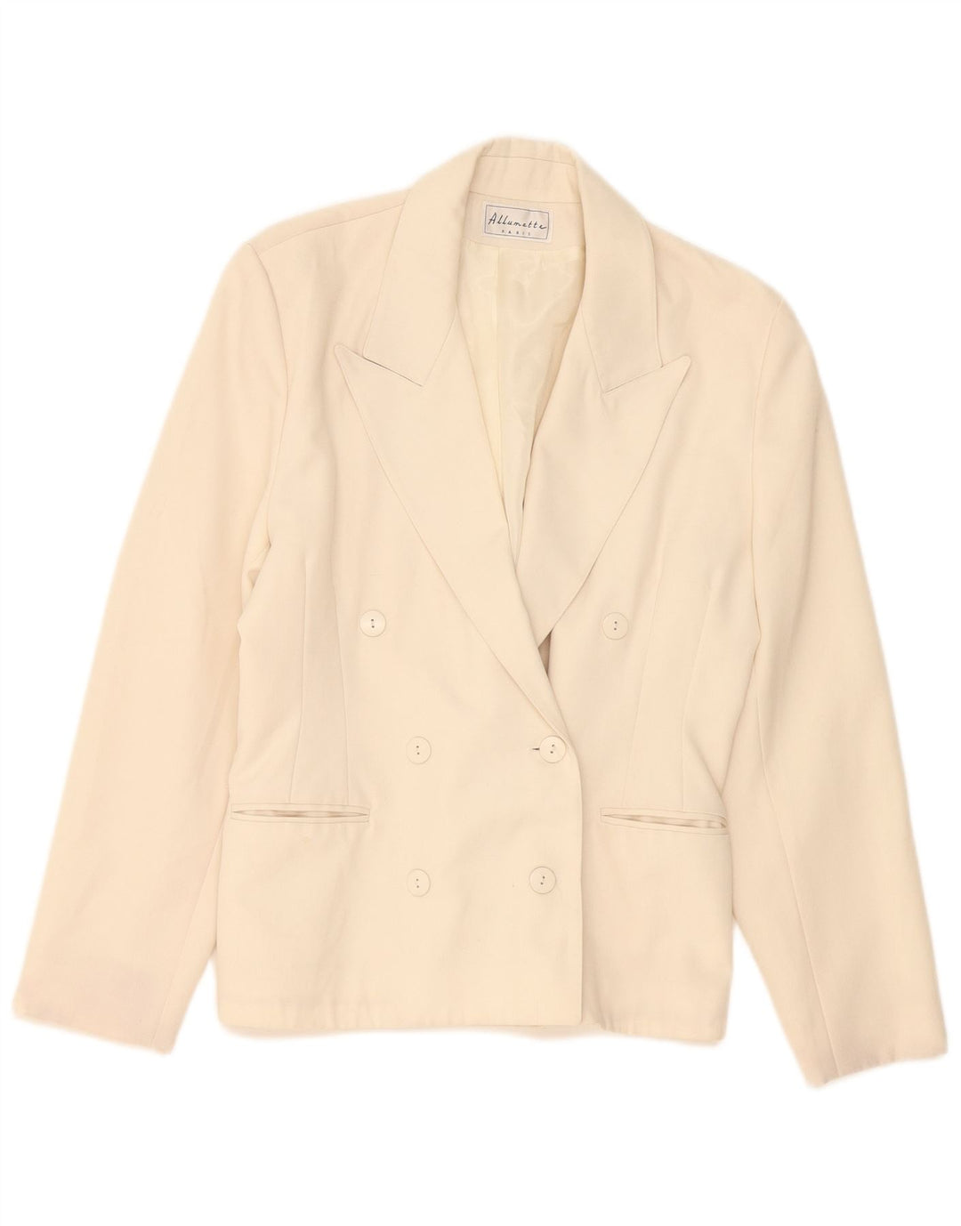 ALUMETTE AC. Jaqueta Blazer Feminina Paris Double Breasted Reino Unido 12 Bege Médio