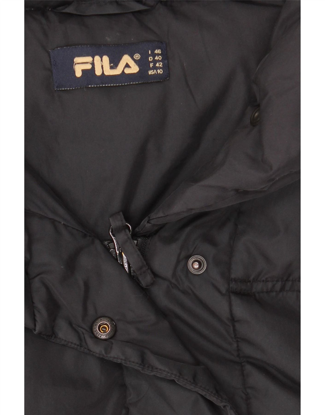 Jaqueta acolchoada com capuz feminino Fila IT 46 grande preto