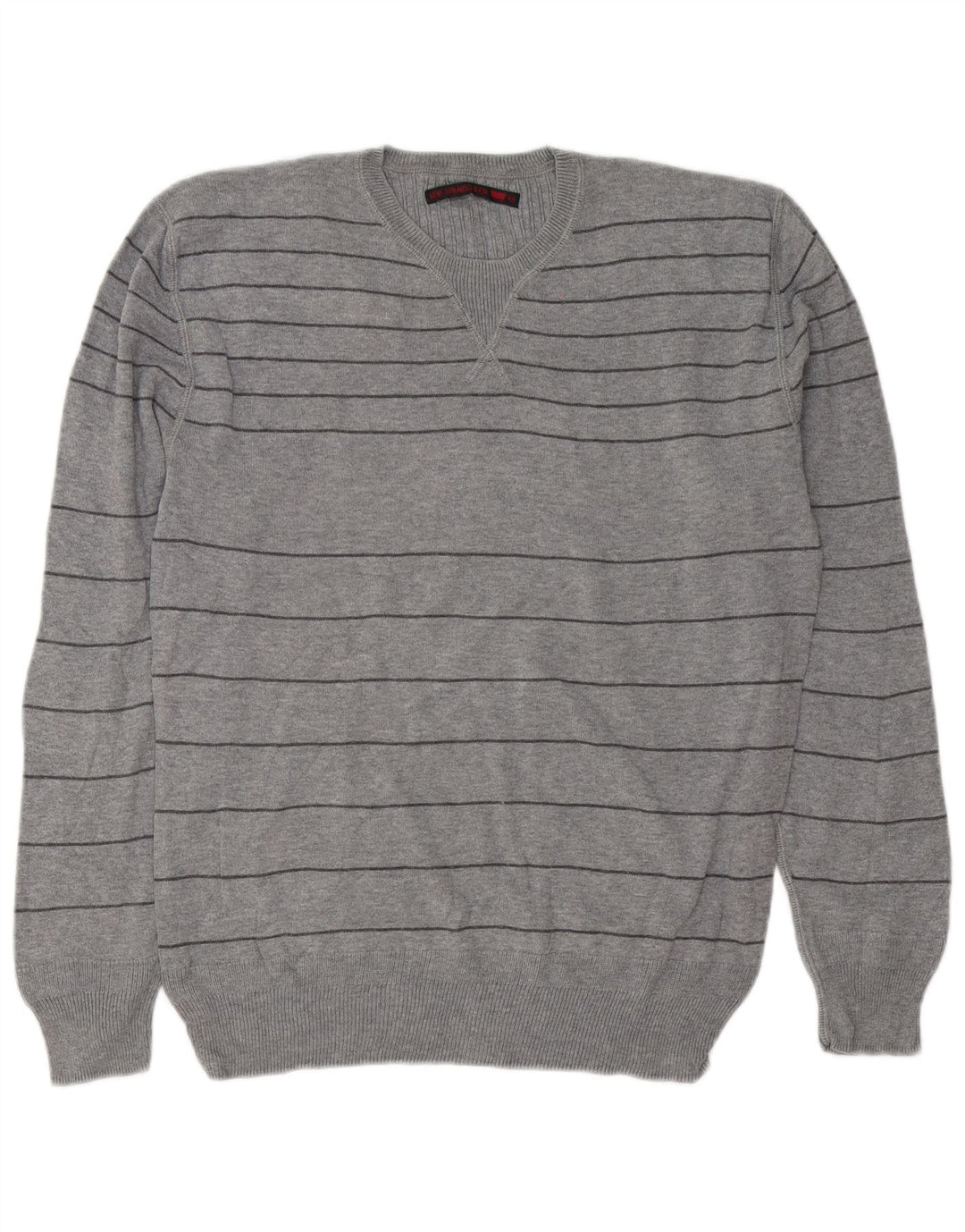 Suéter masculino Levi's com gola redonda e algodão listrado cinza médio