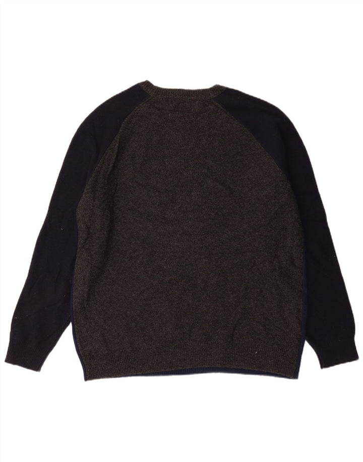 Suéter masculino Marks & Spencer com gola redonda grande bloco colorido azul marinho