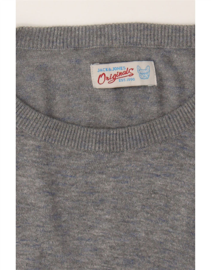 JACK & JONES Mens Crew Neck Jumper Sweater Medium Grey Cotton Vintage Jack & Jones and Second-Hand Jack & Jones from Messina Hembry 