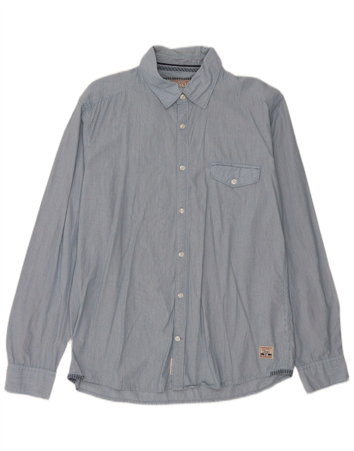 Camisa masculina ESPRIT Slim Fit grande listra azul