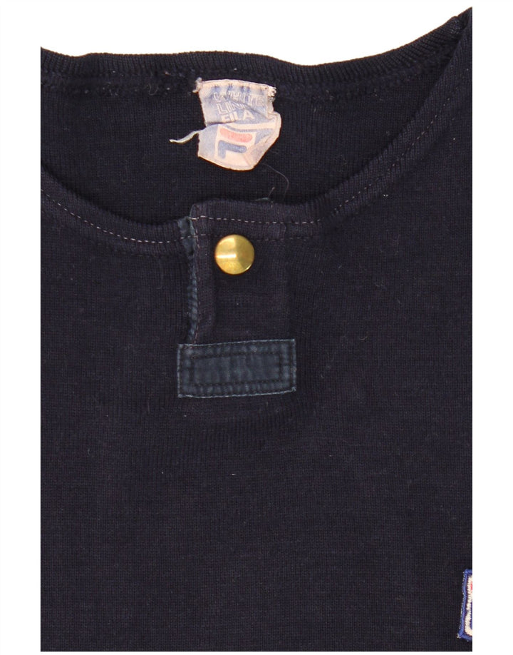 Suéter masculino FILA com gola canoa pequeno azul marinho