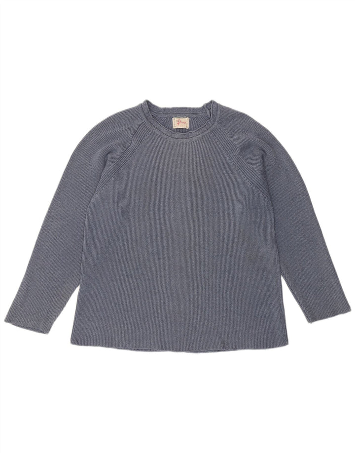 Suéter feminino VINTAGE com gola redonda IT 50/52 XL algodão azul