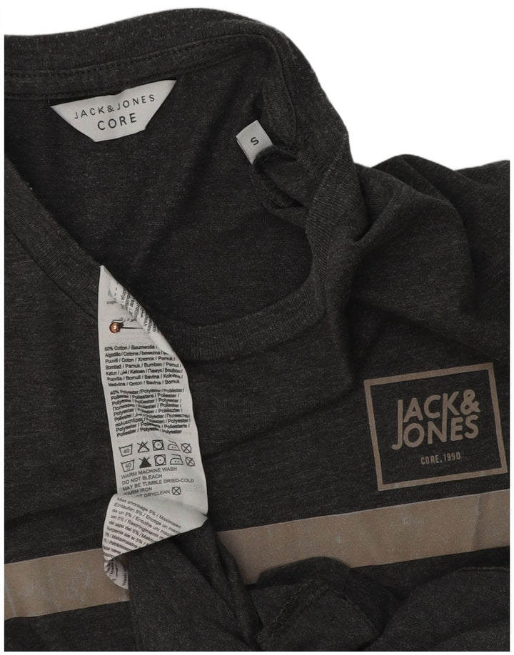 Camiseta masculina Jack & Jones top pequeno cinza colorblock algodão