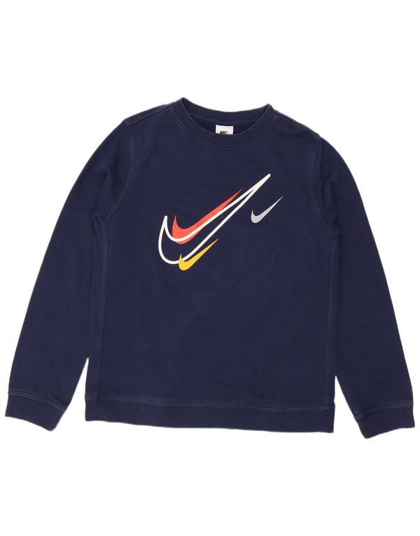 Moletom gráfico Nike Boys Jumper 13-14 anos XL azul marinho algodão