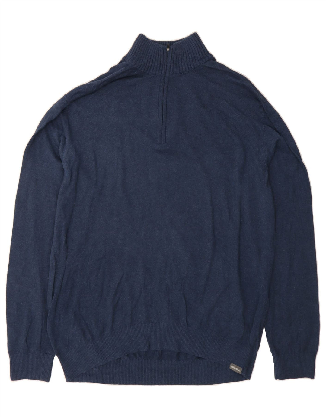 EDDIE BAUER Mens Zip Neck Jumper Sweater XL Navy Blue Cotton Vintage Eddie Bauer and Second-Hand Eddie Bauer from Messina Hembry 