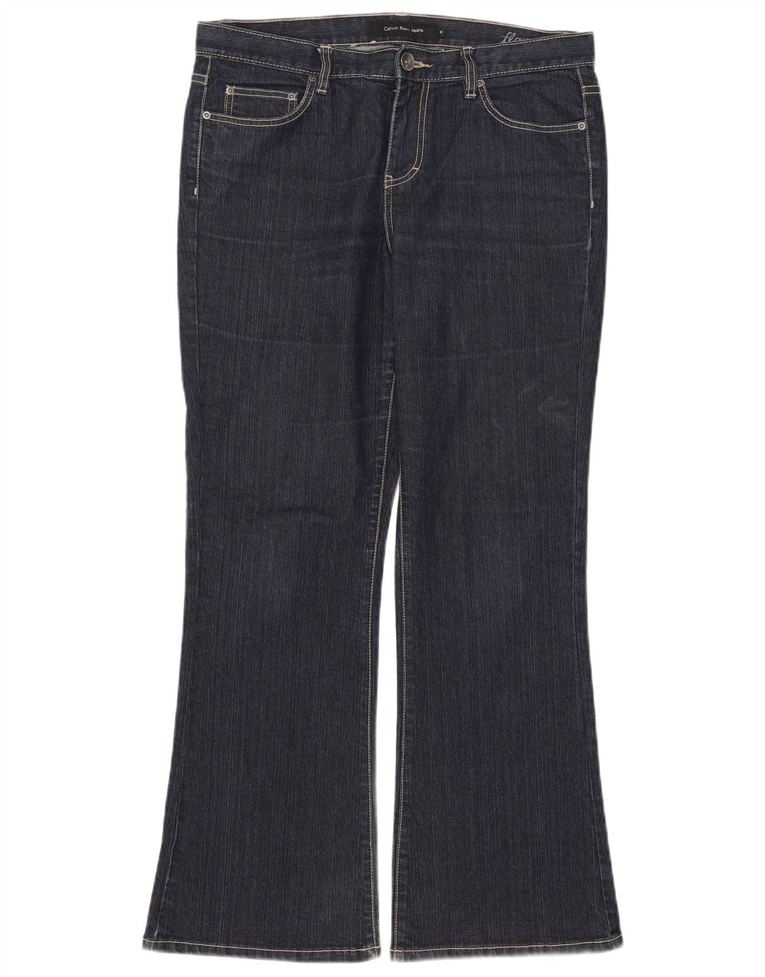 Calça Jeans Calvin Klein Feminina Flared US 10 Grande W33 L29 Azul Marinho Algodão