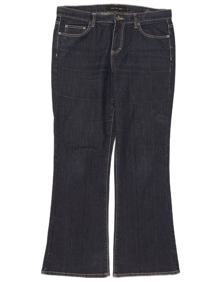 Calça Jeans Calvin Klein Feminina Flared US 10 Grande W33 L29 Azul Marinho Algodão