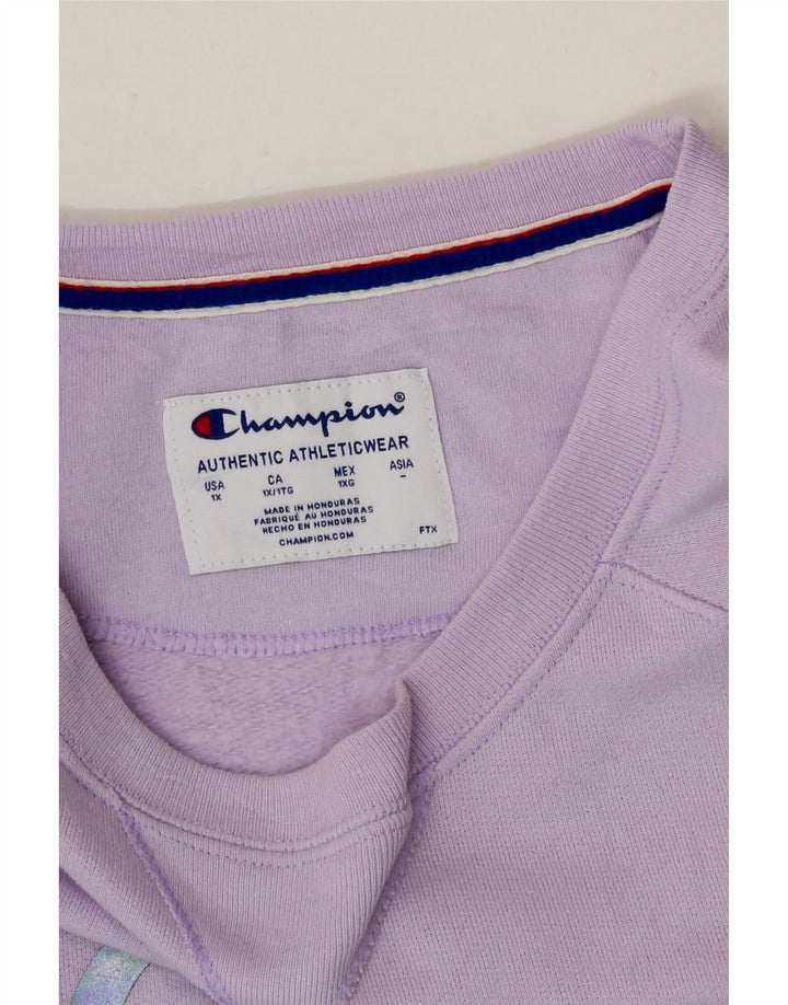 CHAMPION Womens Graphic Oversized Sweatshirt Jumper UK 18 XL Purple Vintage Champion and Second-Hand Champion from Messina Hembry 