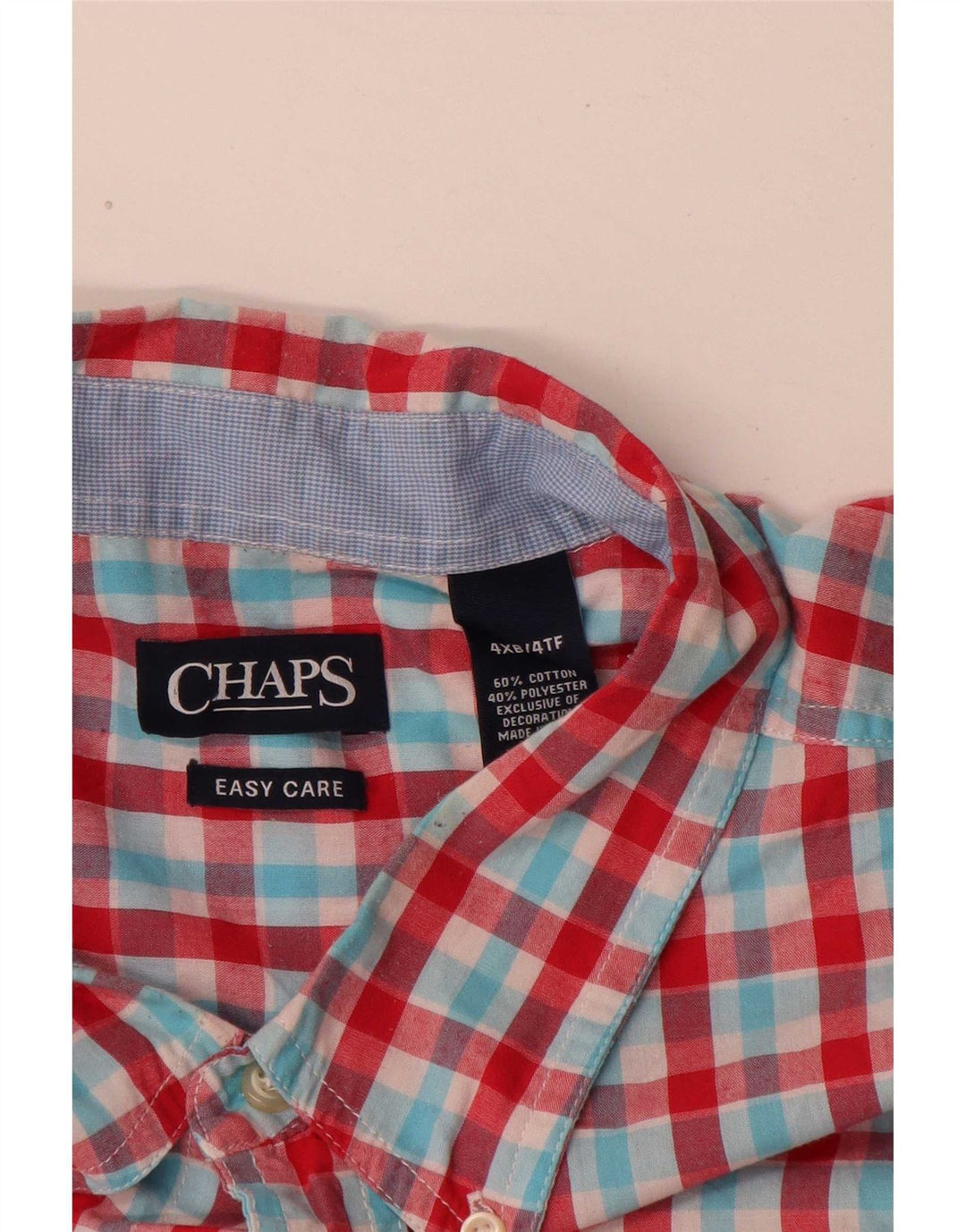 Camisa masculina grande de manga curta e ajuste regular 4XL algodão vermelho guingão