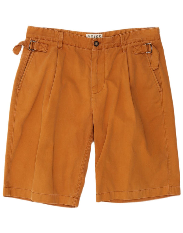 Reiss Mens Pegged Chino Shorts W34 Grande Algodão Marrom
