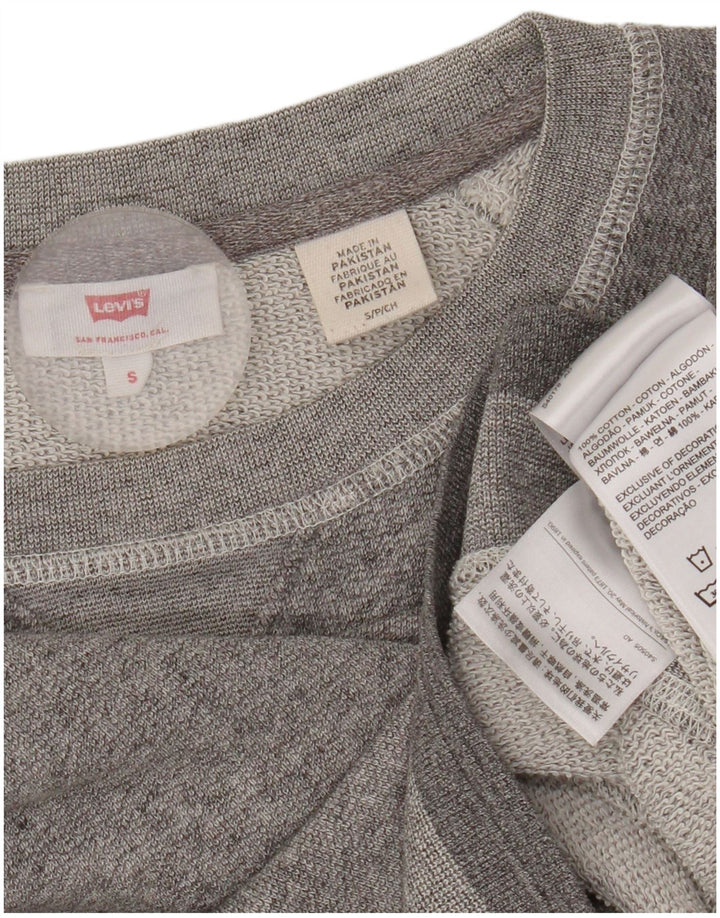 Suéter oversized feminino Levi's UK 10 pequeno algodão manchado cinza