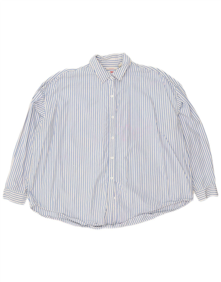 Camisa oversized feminina Levi's UK 14 algodão listrado azul médio